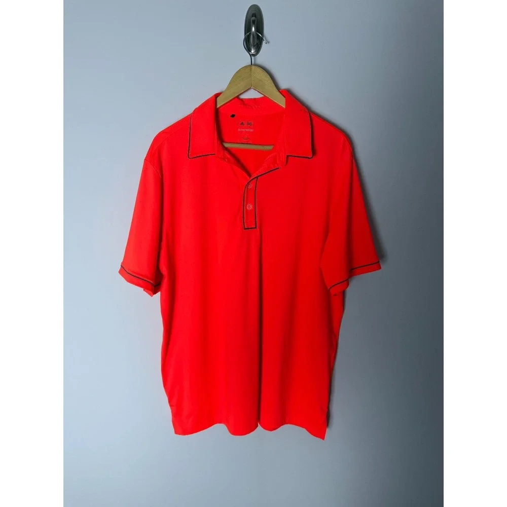 Adidas Golf Short Sleeve Polo Men's L Red Collared‎ Breathable